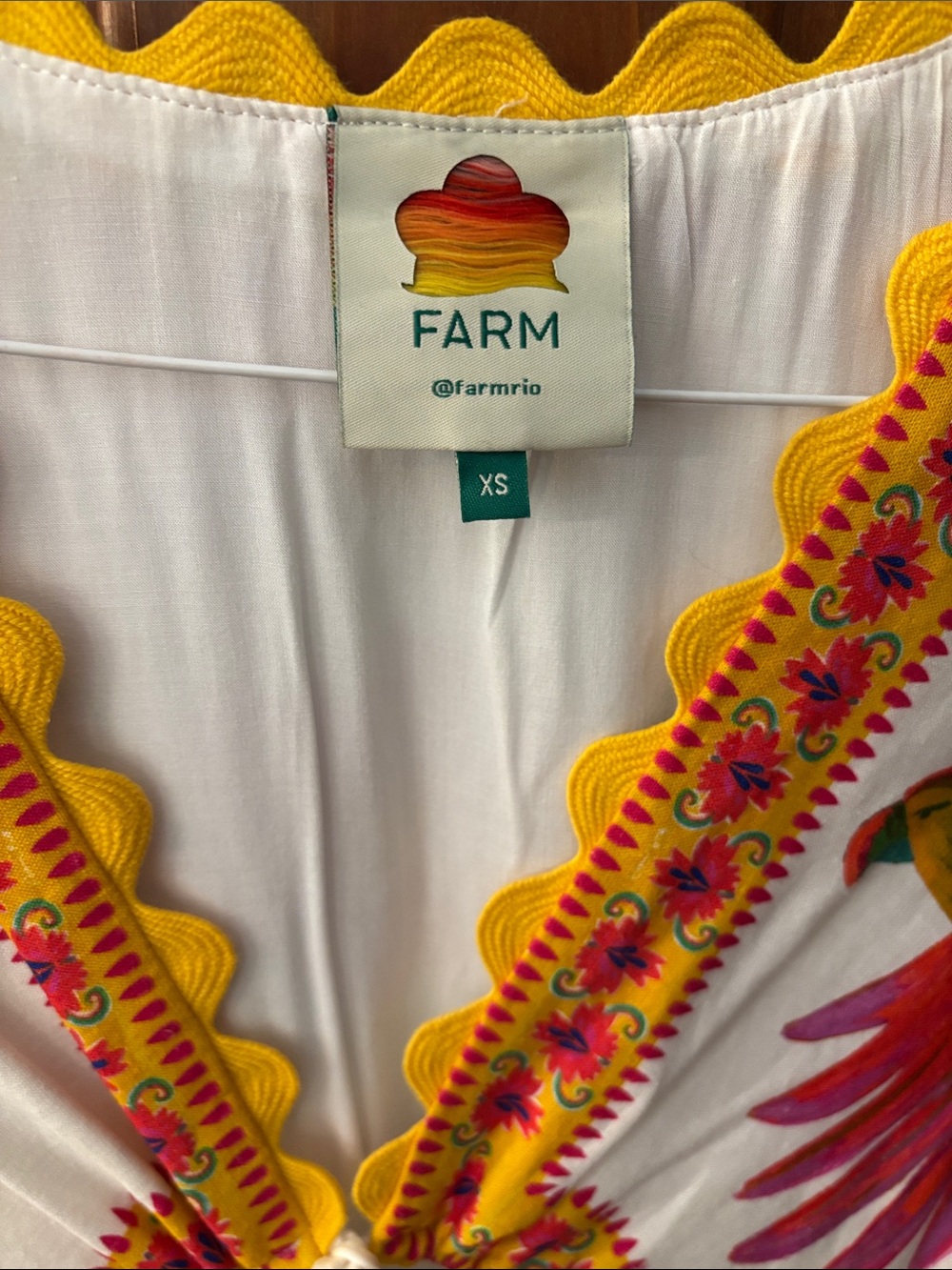 FARM Rio White Maxi Dress with Pink, Red, Blue & Yellow Floral Prints - Picture 3 of 4